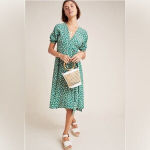 Anthropologie Faithful The Brand Farah Midi Dress Green Floral